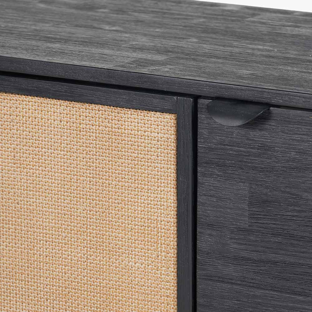 Fiji Black Acacia Wood & Natural Rattan Sideboard